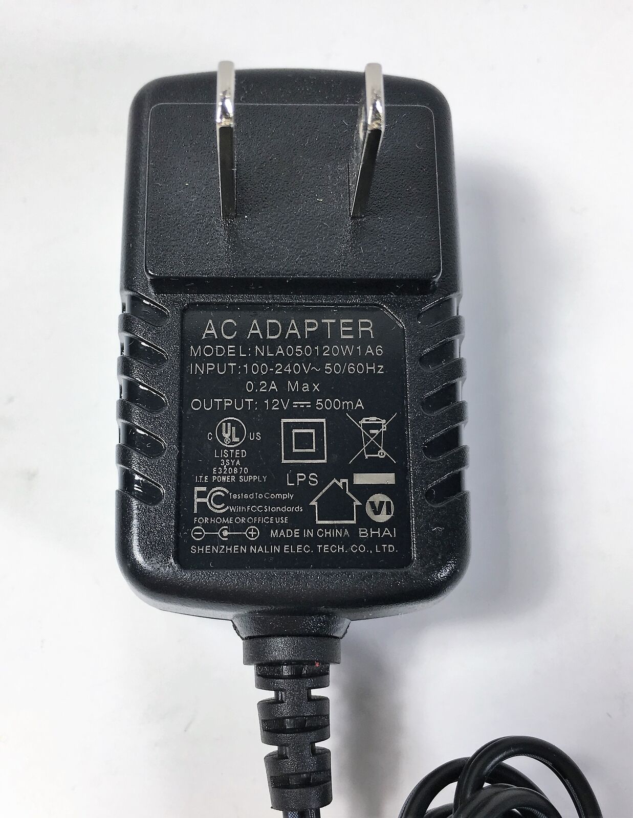 Brand New 12V 500mA AC Adapter NLA050120W1A6 Power Supply